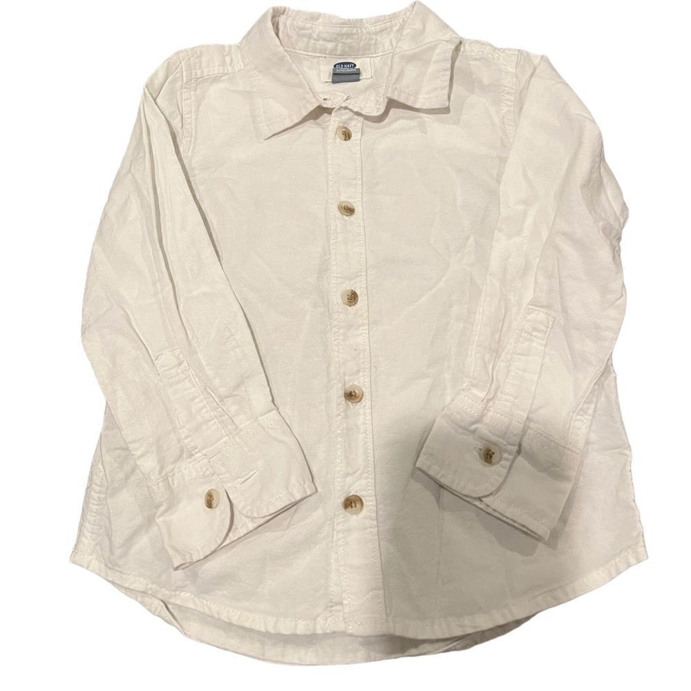 Old Navy white long sleeved cotton button down shirt youth size 5T